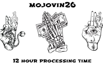 draw awesome illustration abstract, vintage for tshirt merchandise