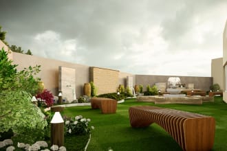 design your garden,rooftop,backyard and patio and render it