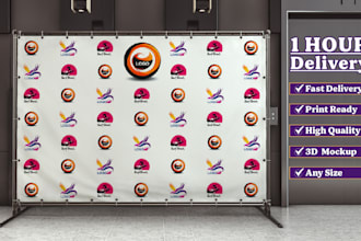 design a custom step and repeat, event backdrop, expo banner