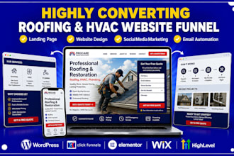 build roofing landing page hvac construction plumbing handyman website funnel