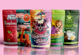 pouch design, food packaging design, mylar bag design