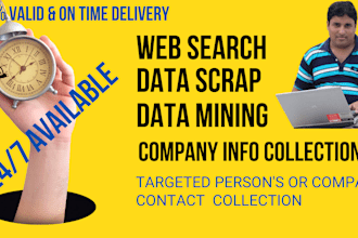 do web search, data scrap, company info research as much as your need