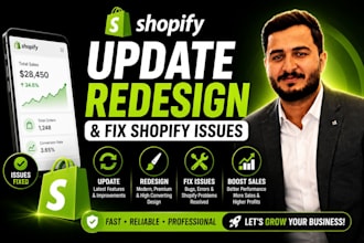 update, redesign, and fix shopify store issues