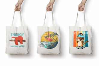 design custom canvas tote bag, shopping bag, and paper bag