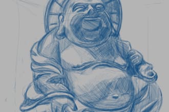 draw any sketch in cartoon, comic or realistic style