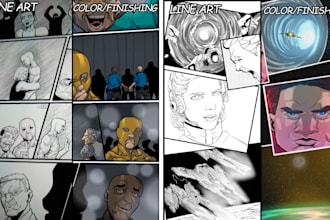 draw illustrations, superhero comic book art, line art , character design