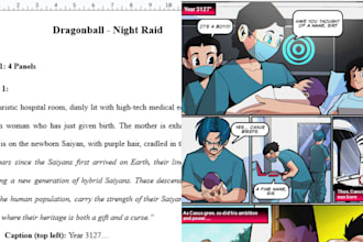 write script for your comic book, anime, novel, webtoon or manga