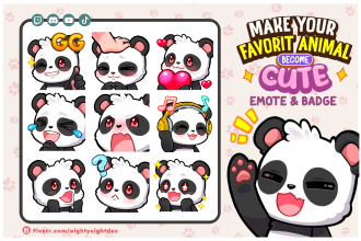 create chibi and cute pet or animal twitch emotes