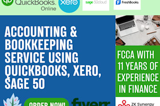 do bookkeeping and accounting in quickbooks online, xero, sage 50