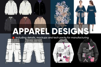 do design apparel, hoodies, pants techpack for manufacture
