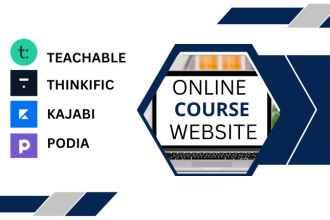 set up elearning online course website on thinkific teachable