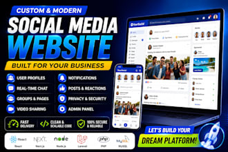 develop a custom social media website like facebook