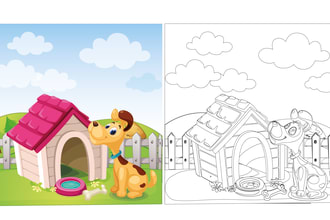 do coloring book activity pencil line drawing  book illustration cover for kdp