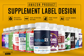 do supplement label design, product label, cbd hemp label or any bottle label