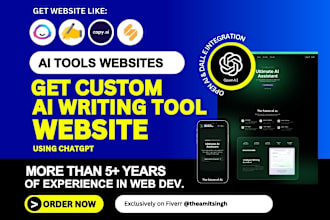 build you custom ai writing tool website using chatgpt API like jasper, rytr