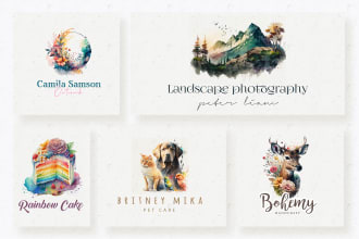 do boho feminine hand drawn signature watercolor  logo