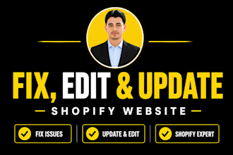 edit, fix or customize shopify website and shopify store