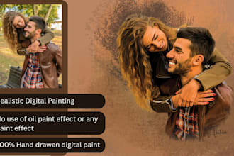 draw realistic couple portrait , family or wedding painting for valentine day