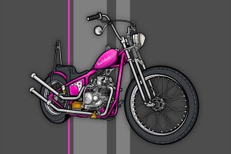 draw vector cartoon motorcycle,bicycle illustration