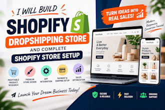build shopify dropshipping store and complete shopify store setup