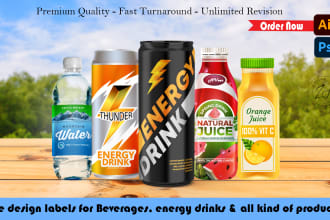 design beverages label, juice label, energy drink and can label