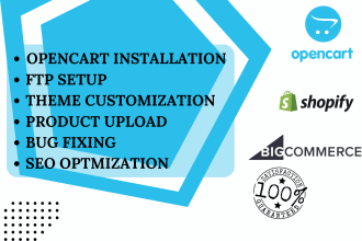 setup opencart website fix bugs upload product to shopify website