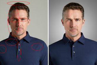 headshot photo retouching, portrait skin retouching in photoshop editing