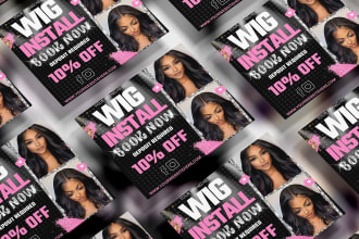 do hair extension, lash extension, beauty flyer design