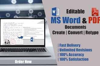 recreate and retype documents into editable ms word from PDF, jpg, scanned files
