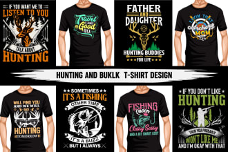 do adventure typography hunting fishing and bulk t shirt design