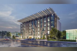 do 3d model, render architectural exterior design of house, commercial building