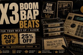 produce x3 old school boom bap beats for your ep