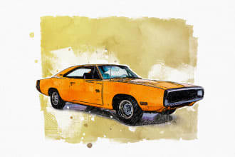 draw watercolor your car, truck, motorcycle or vehicle photo