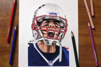 hand drawn athlete pencil drawing from your photo