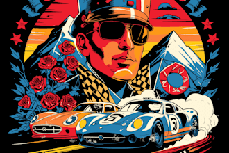 create bold retro style event posters with custom illustration