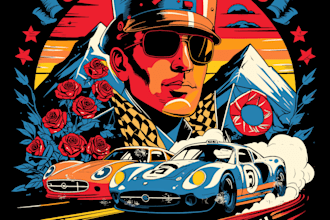 custom vintage automotive tshirt design art hand drawn