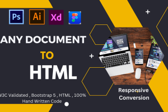 convert PSD to HTML, xd to bootstrap, and figma to HTML in bootstrap 5