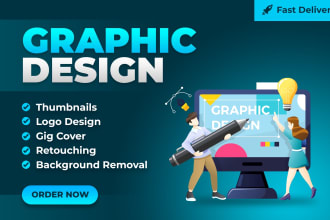 design thumbnails, logo, retouching, gig cover, background removal