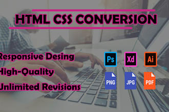 convert psd to responsive website using html tailwind css