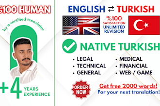 professionally do english to turkish translations in 24hours