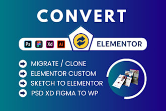 convert xd figma PSD to wordpress using elementor