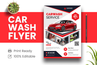 design car wash flyer, detailing price list, and trucking logistics