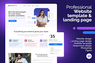 design a landing page or website template, website UI in figma, photoshop PSD