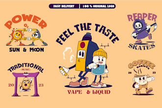 create a cute vintage mascot cartoon logo illustration
