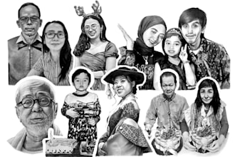 provides black and white portrait sketch painting services