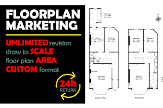 make 2d floor plan for marketing purpose, real estate agency