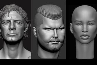 sculpt 3d head, bust model for 3d printing in zbrush and blender