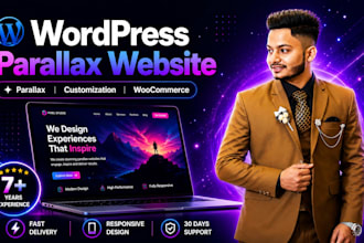 create wordpress website, parallax website and customize wordpress theme