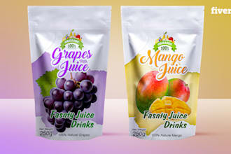 do unique pouch bag, bag packaging and box packaging design