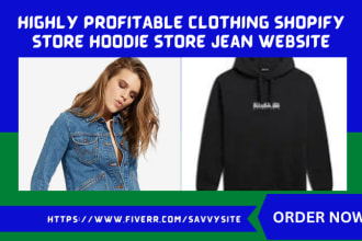 design a 7 figure clothing shopify store hoodie store jean store fashion website